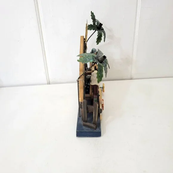 Handcrafted Musical Wooden Nativity Scene With Star & Palm Trees - Picture 5 of 7